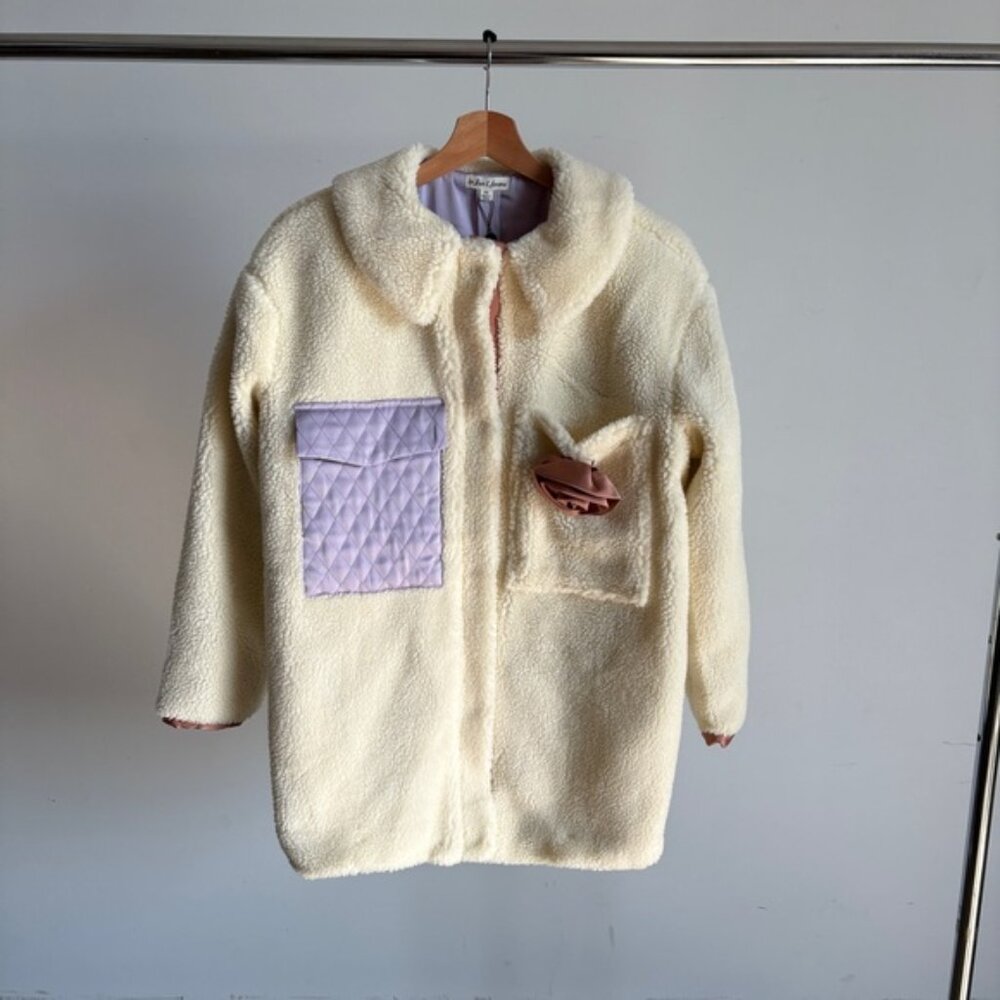 $169 NWT Cream For Love And Lemons “Katrina” Faux Shearling Jacket Sz XS S - Picture 2 of 11